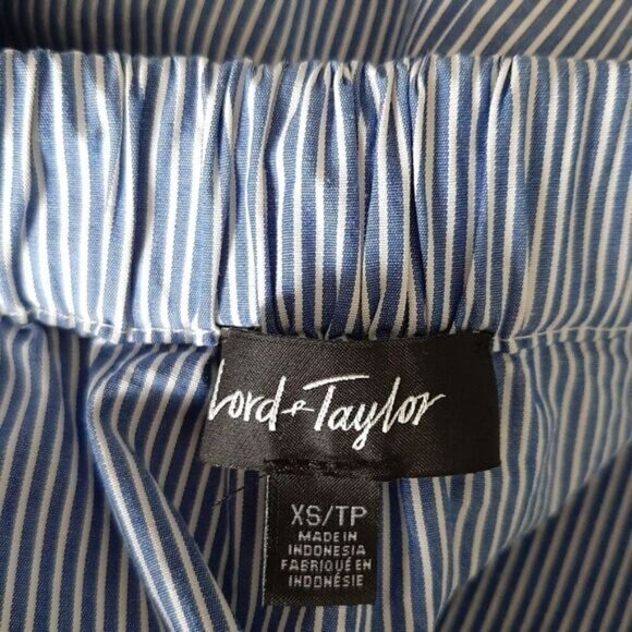 LORD & TAYLOR Bell Sleeve Top Scoop / Off Shoulder Blue & White Stripe Sz XS - Picture 13 of 14